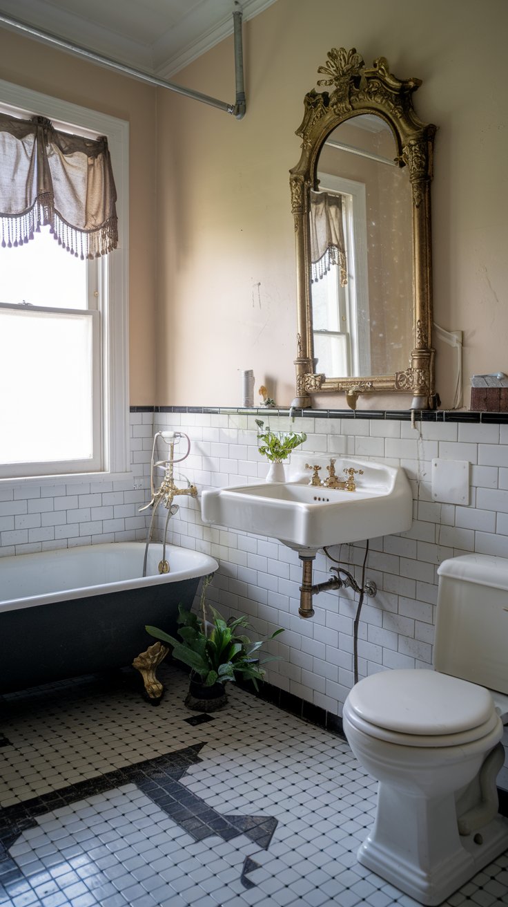 Antique Mirror with Gilded Frame