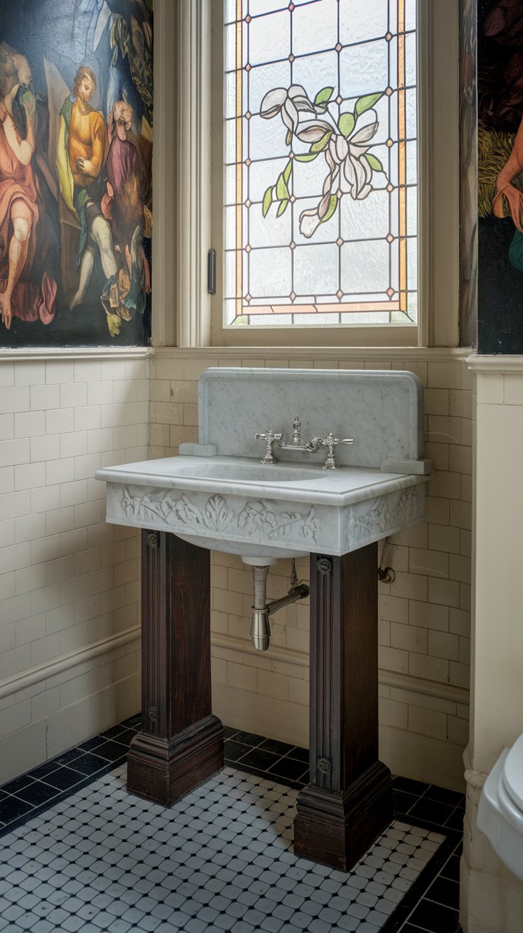 Pedestal Sink with Decorative Basin
