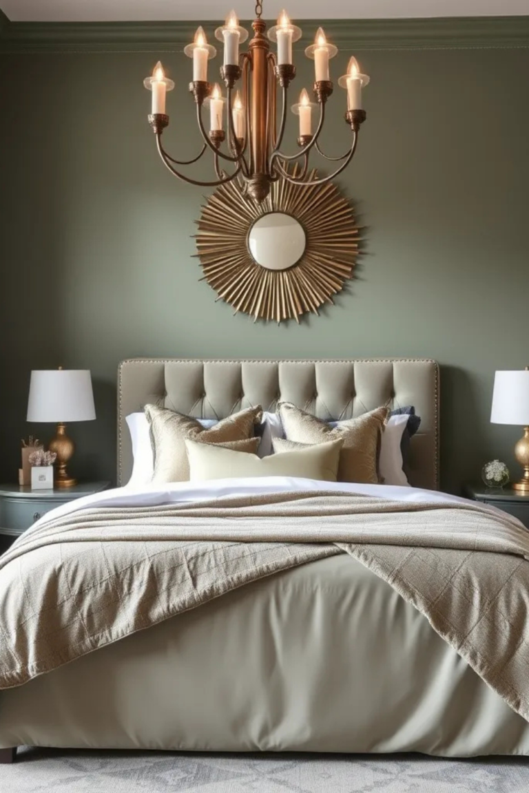 Sage Green And Gold Bedroom