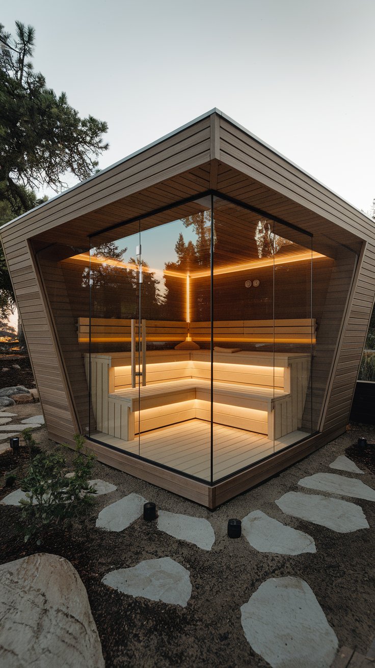 Contemporary Glass-Front Sauna