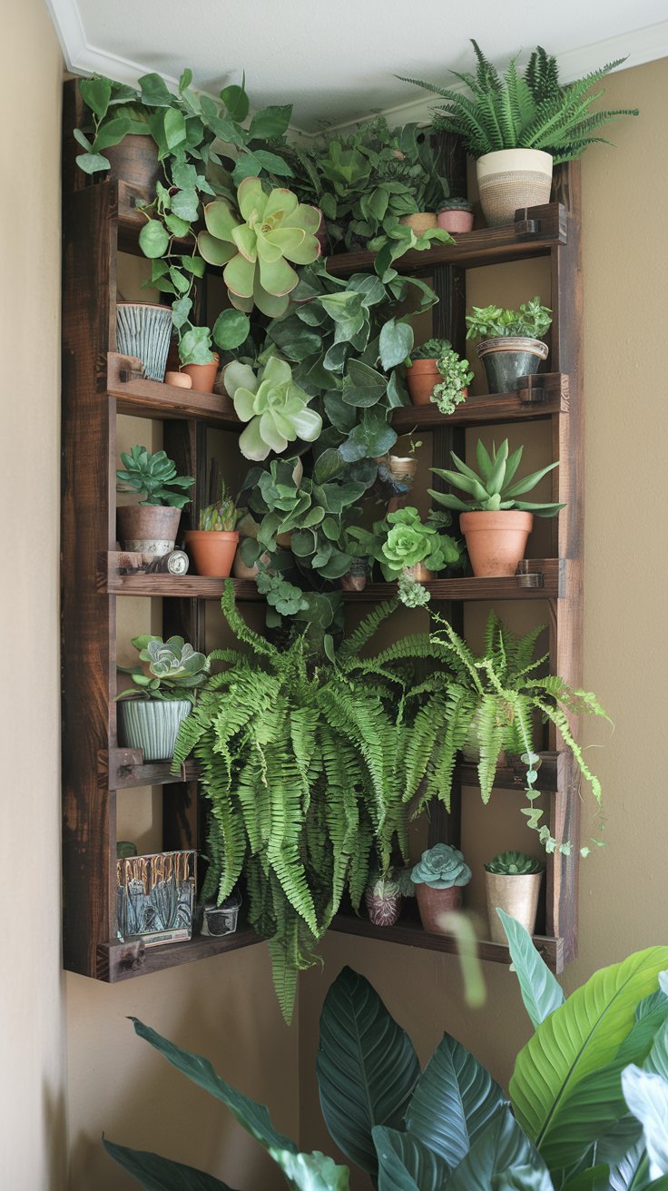 Corner Cascade Plant Shelf