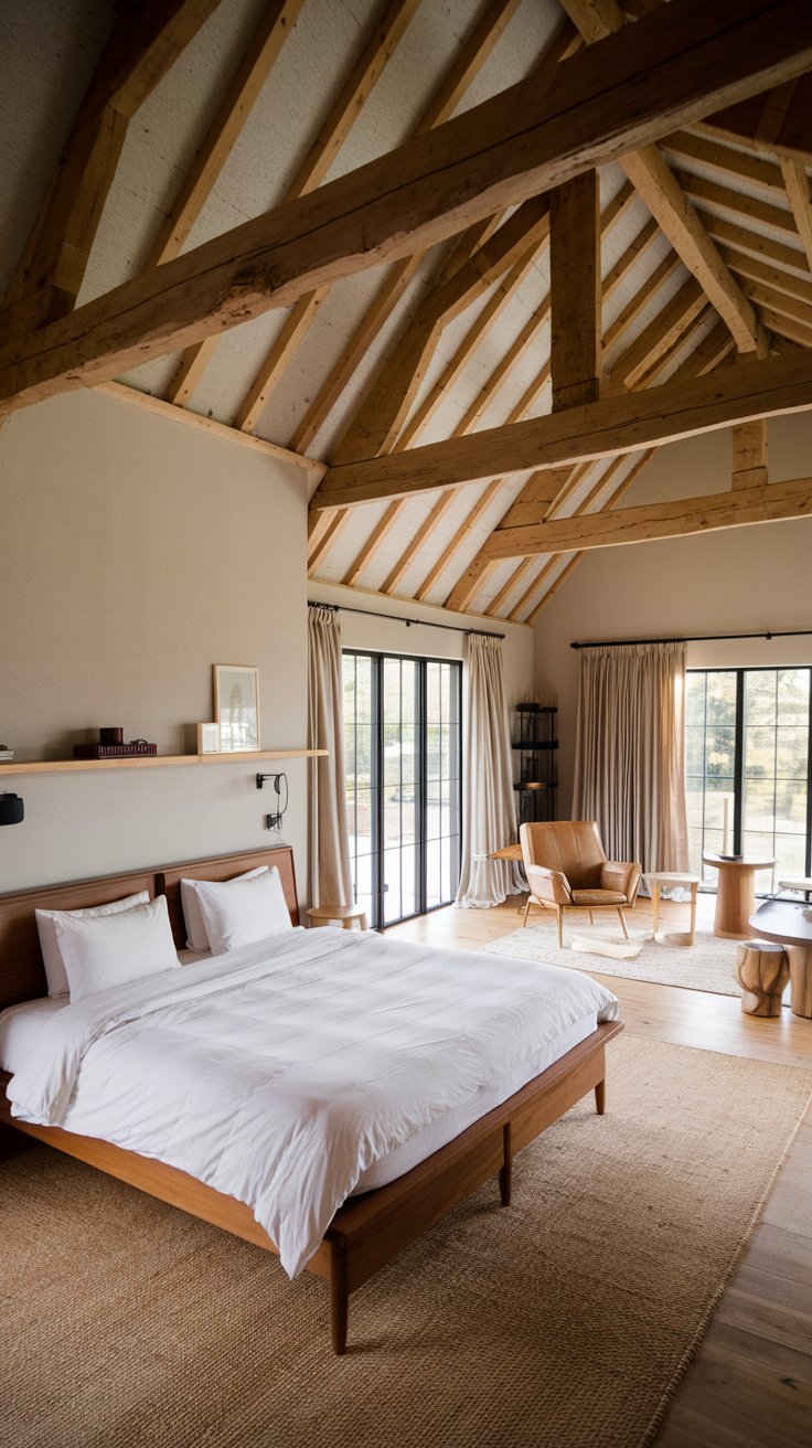 Exposed Beam Bedroom