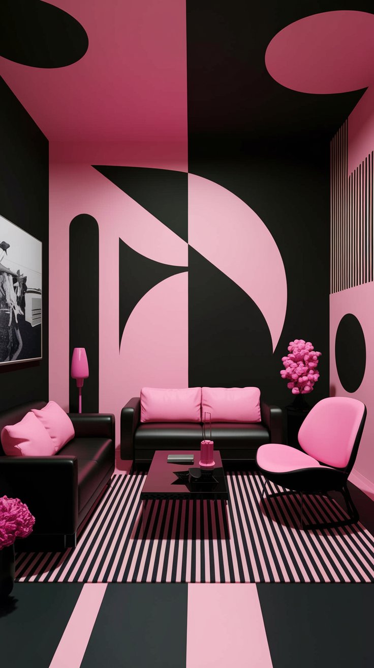 Modern Pink and Black Geometric Patterns