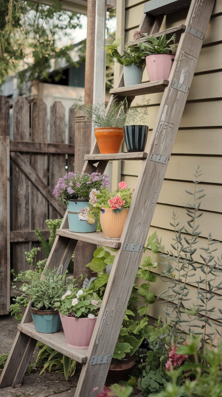 Old Ladder Plant Display