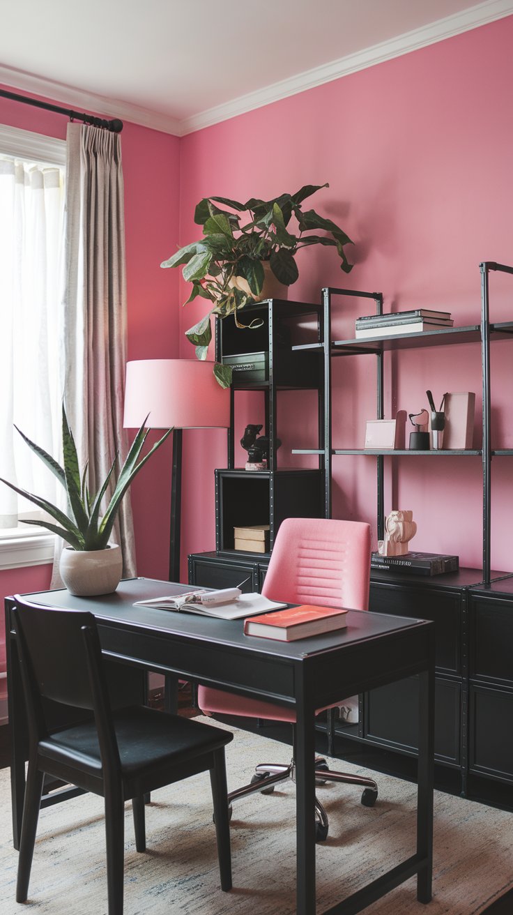 Pink and Black Home Office