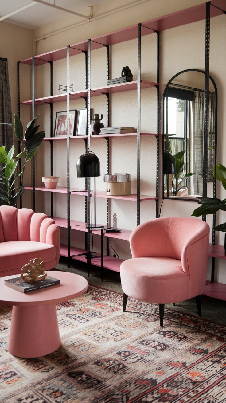 Soft Pink with Black Industrial Elements