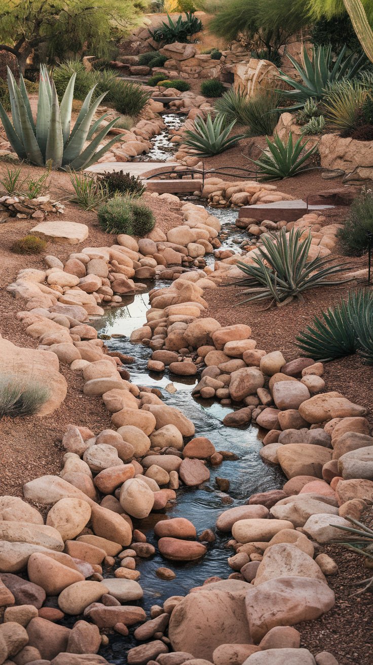 Succulent and Stream Bed Design