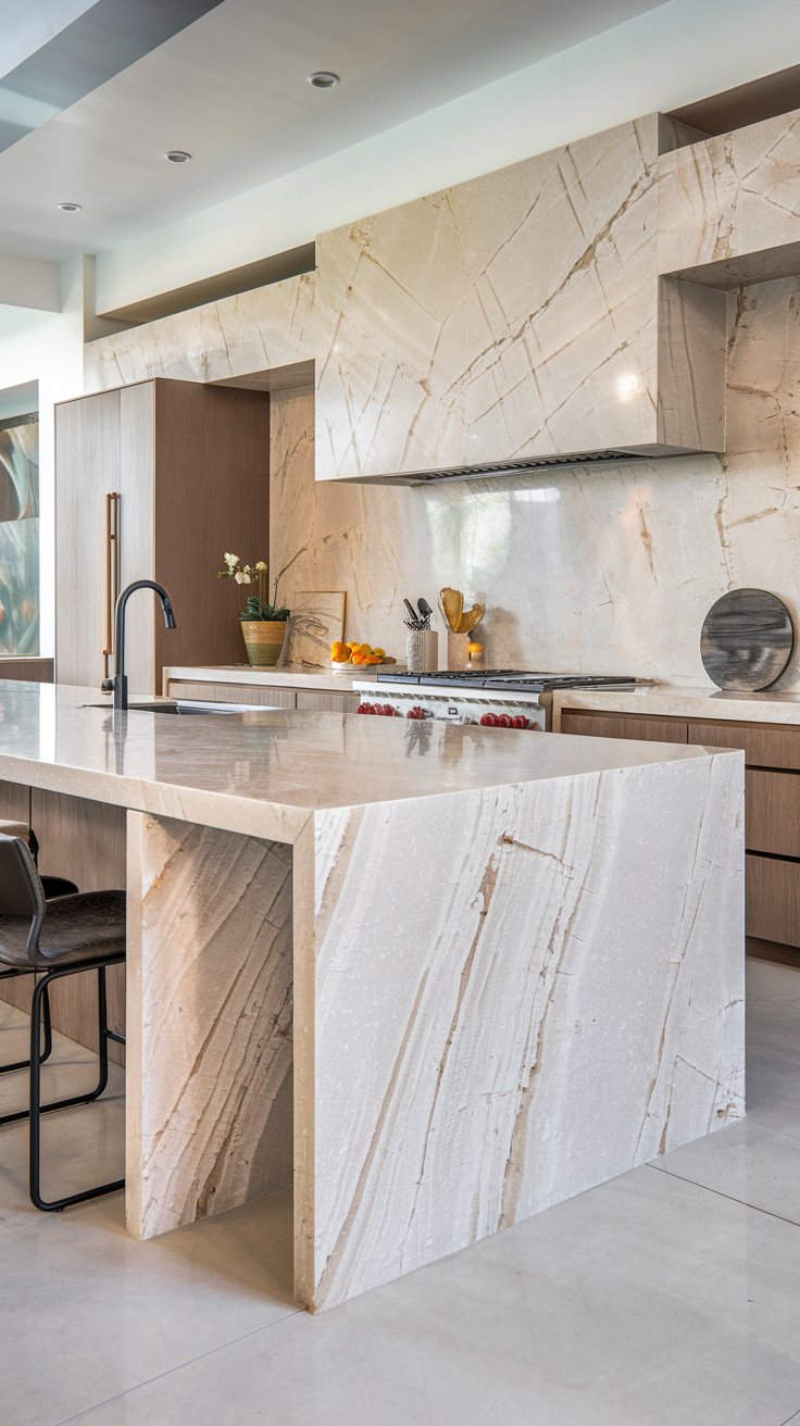 Waterfall Countertop Island