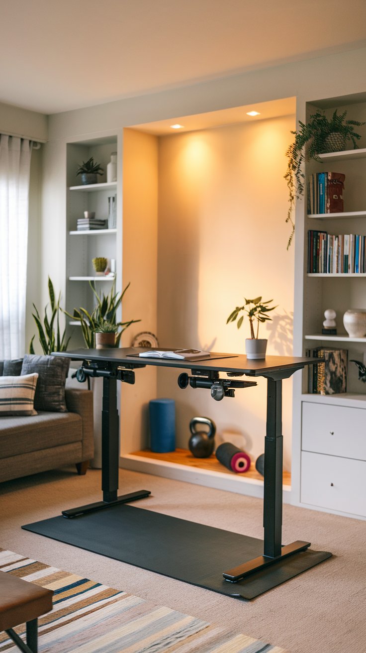Adjustable Standing Desk with Exercise Zone