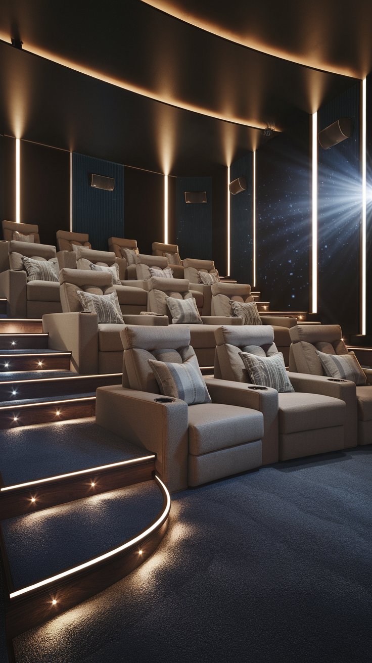 Dedicated Theater Room with Tiered Seating