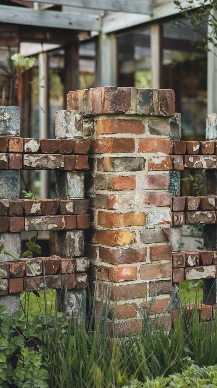 Distressed Reclaimed Brick Fence