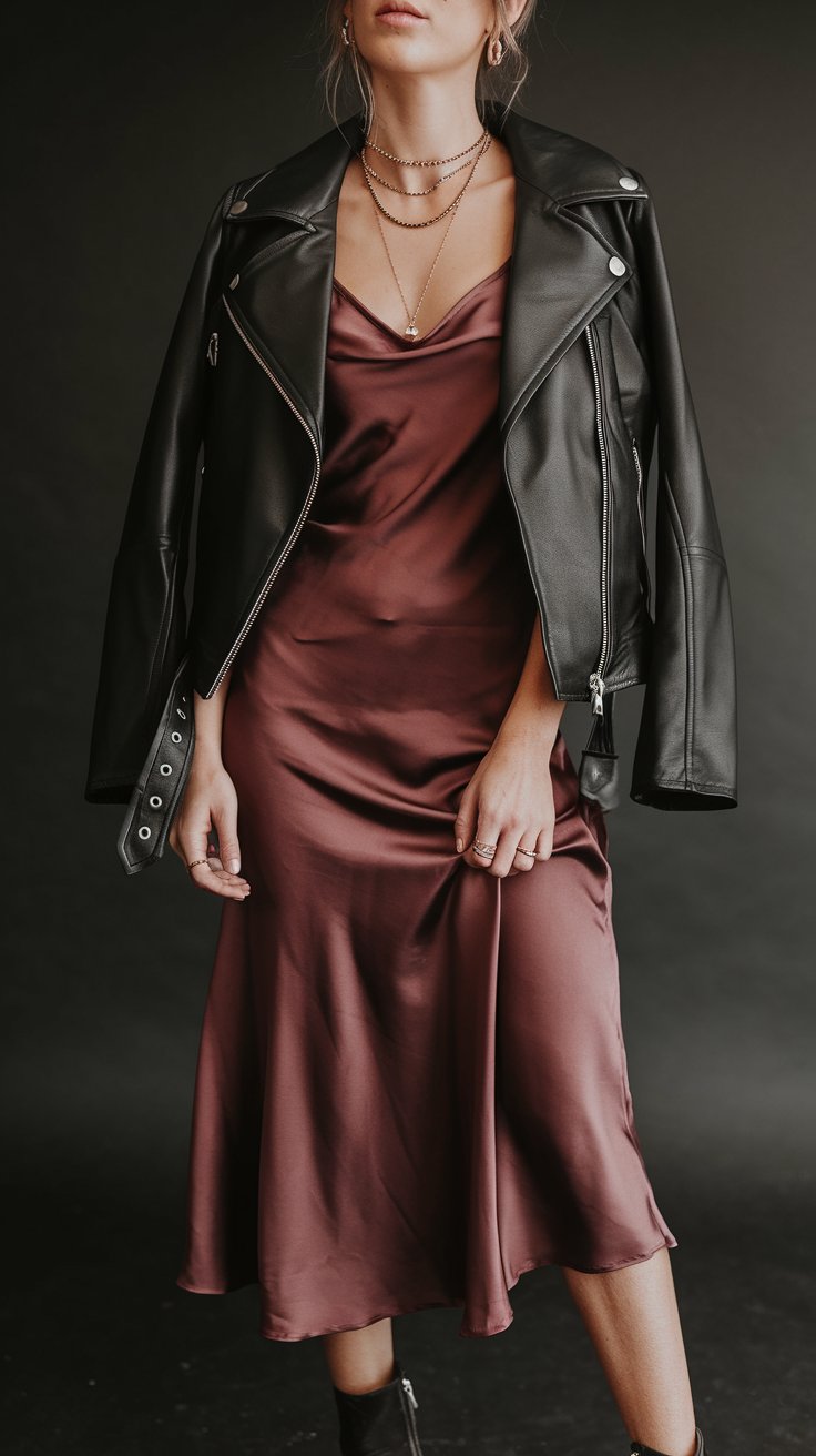 Slip Dress & Moto Jacket (Sweet With a Side of Edge)