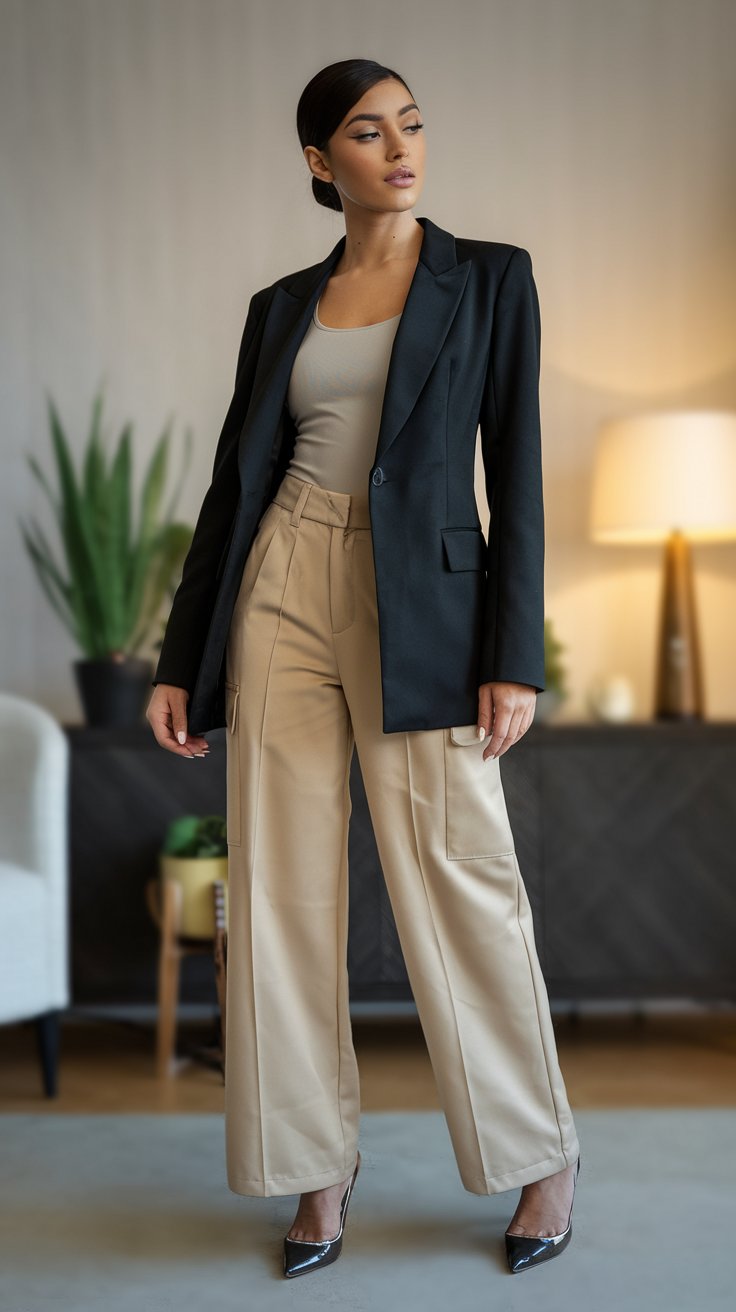 The Blazer Boss (Because Who Says Cargo Pants Can’t Be Office-Appropriate)