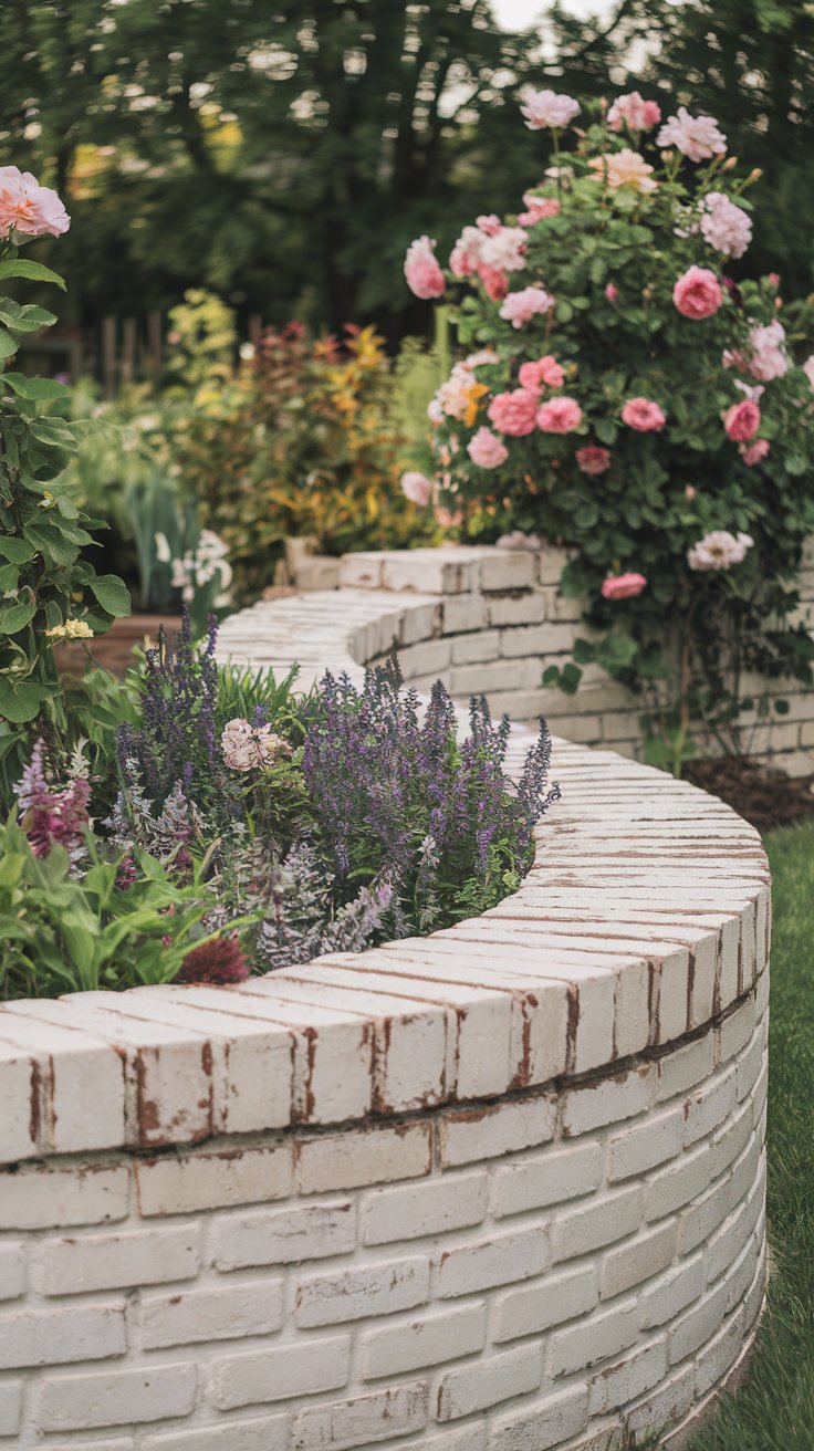 Whitewashed Brick Garden Wal