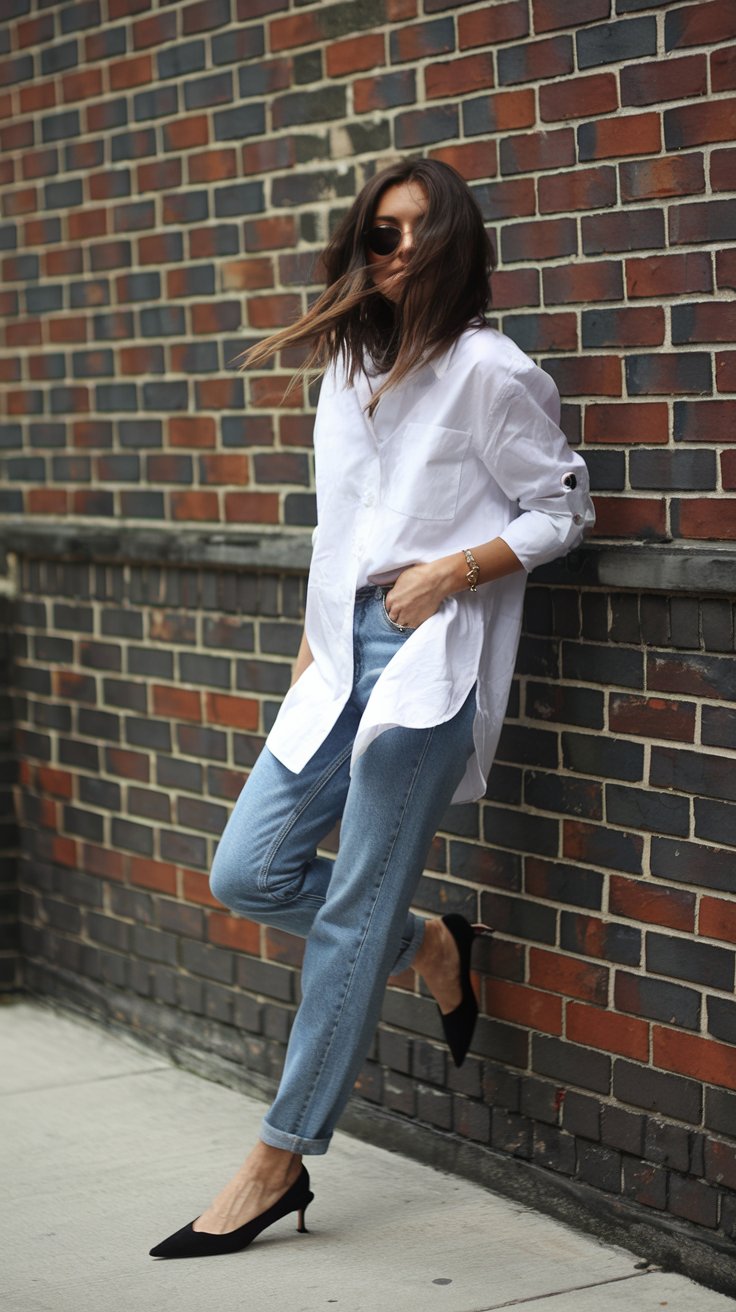 Classic Jeans and White Button-Down (The “I’m Not Even Trying But Look Amazing” Combo)