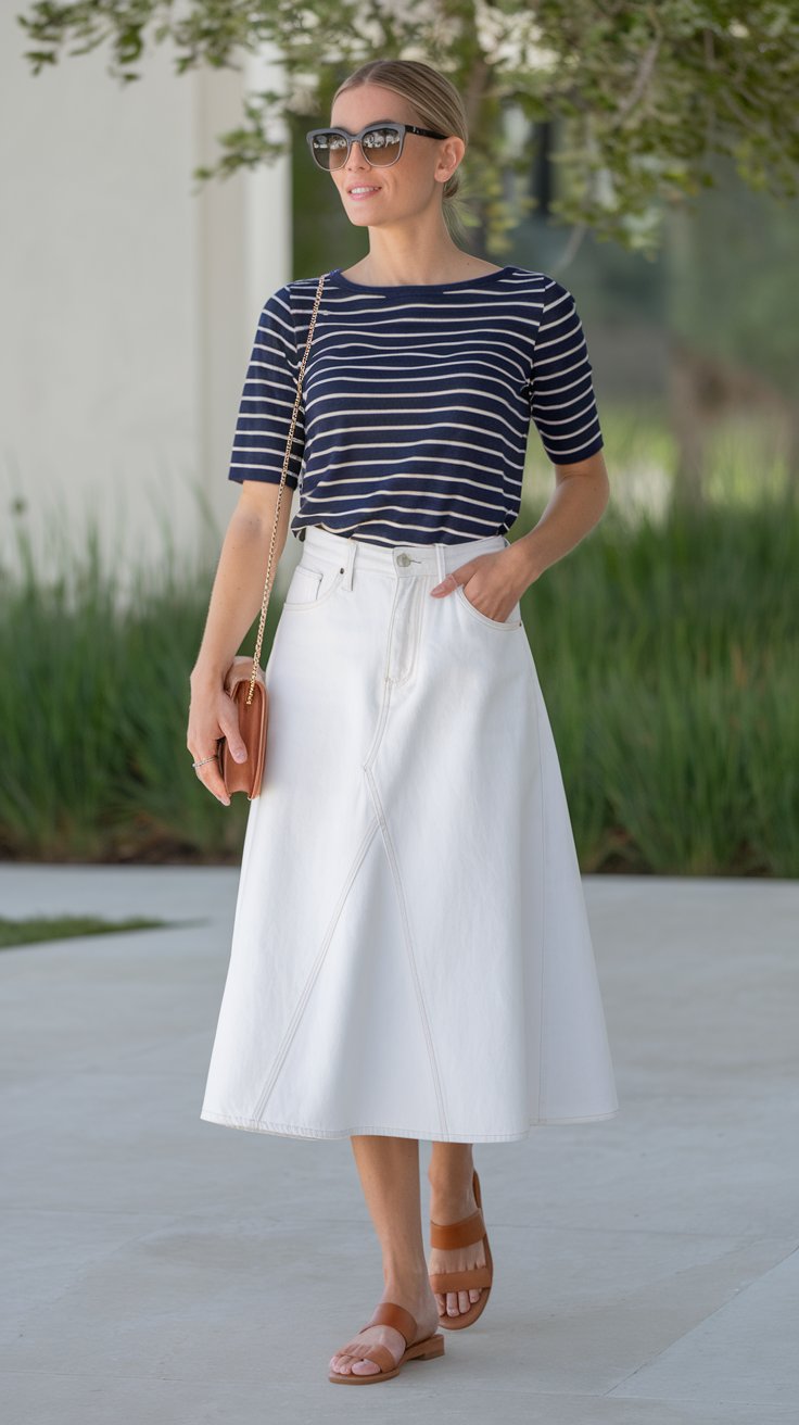 Striped Tee and White Denim (French Girl Vibes Without the Beret, Thank Goodness)