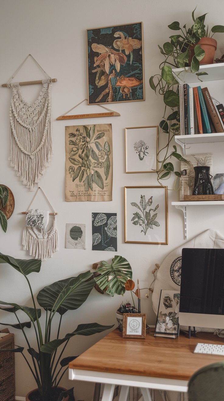 Create a Gallery Wall with Macrame and Art