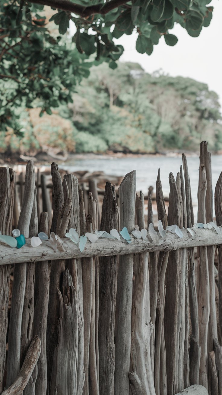 Driftwood and Beach Glass Fence