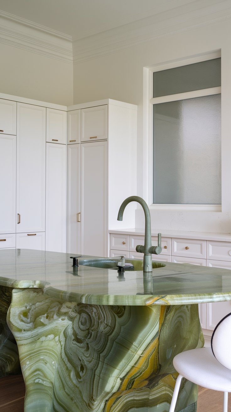 Green Onyx and White Kitchen