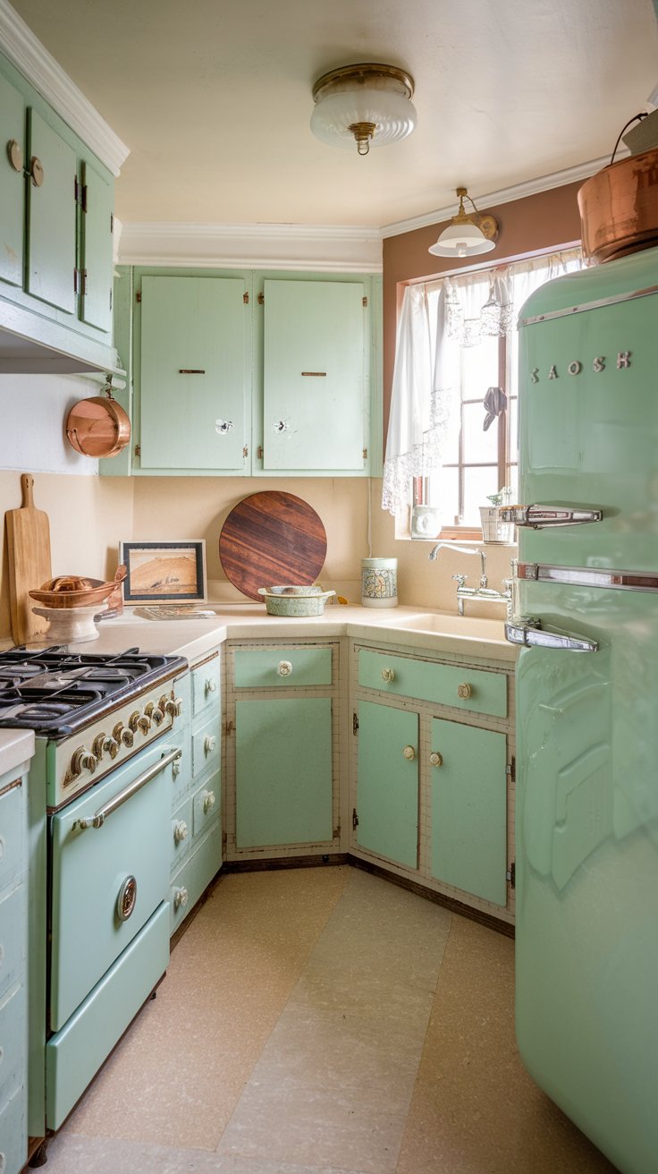 Mint Green and Cream Vintage-Inspired Kitchen