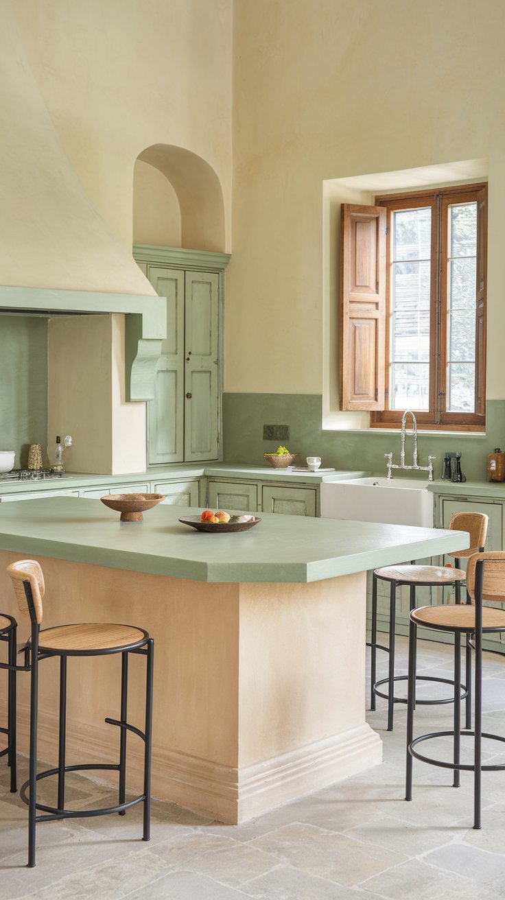 Two-Tone Green and Beige Island