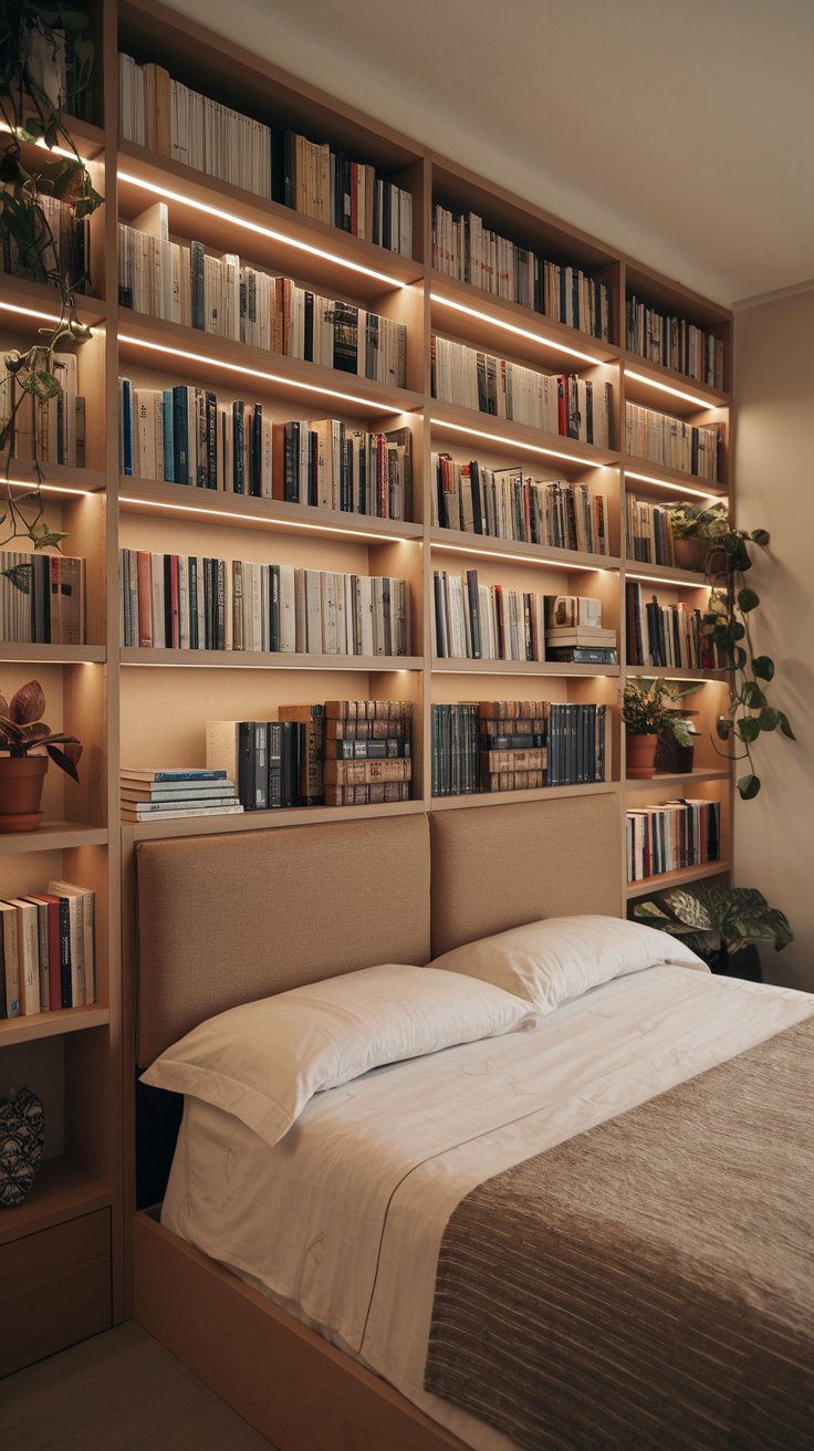 Behind-the-Bed Built-In Bookshelf