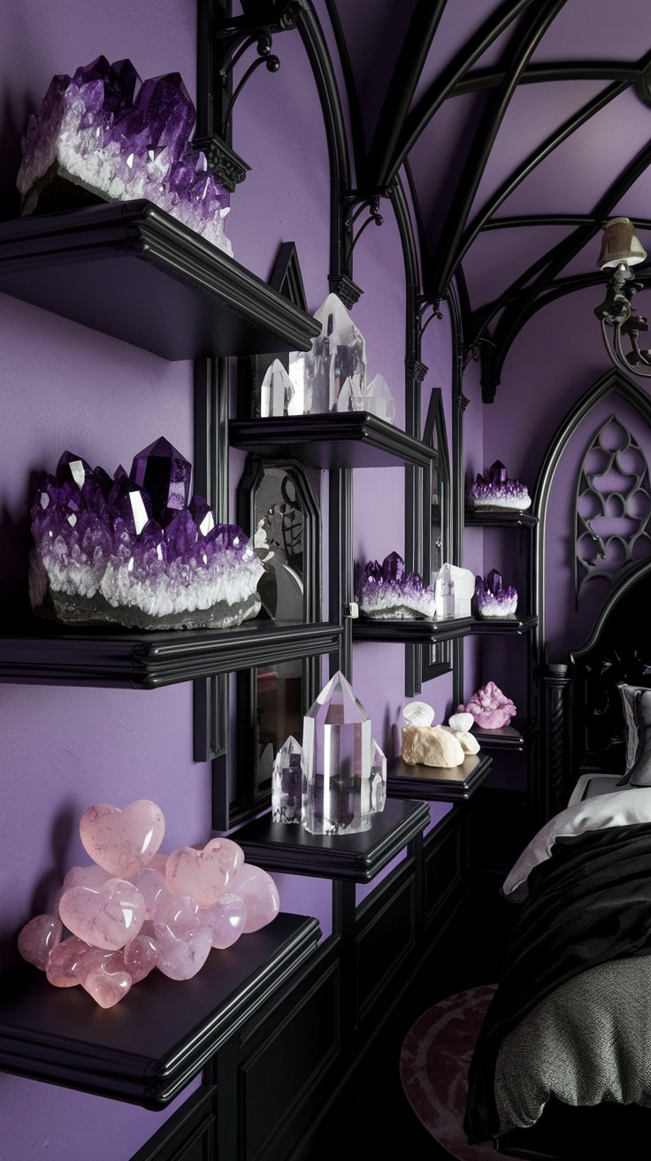 Display Crystal Collections on Floating Shelves