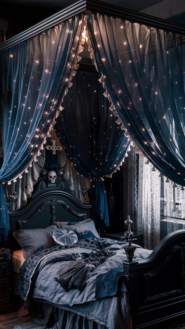 Install Dramatic Canopy Curtains for an Enchanted Bed