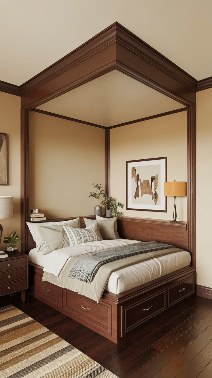 Built-in Corner Bed with Storage Drawers