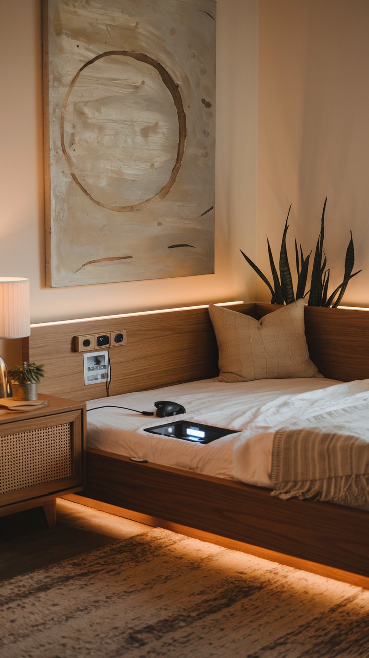 Corner Bed with Built-in Charging Station