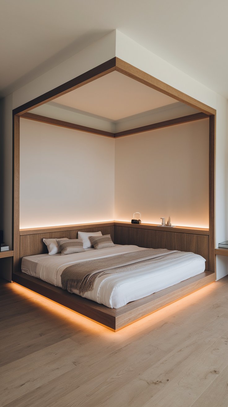 Floating Corner Platform Bed