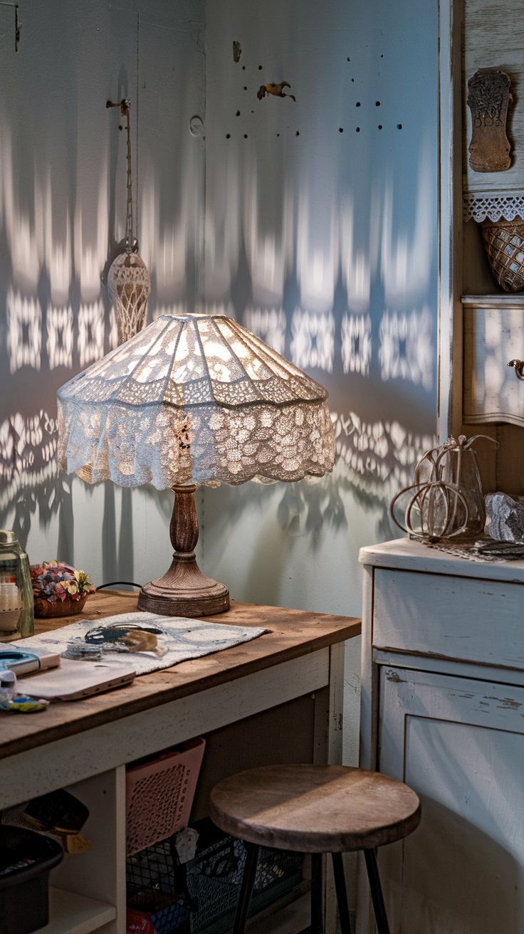 Lace Doily Lamp Shade Makeover