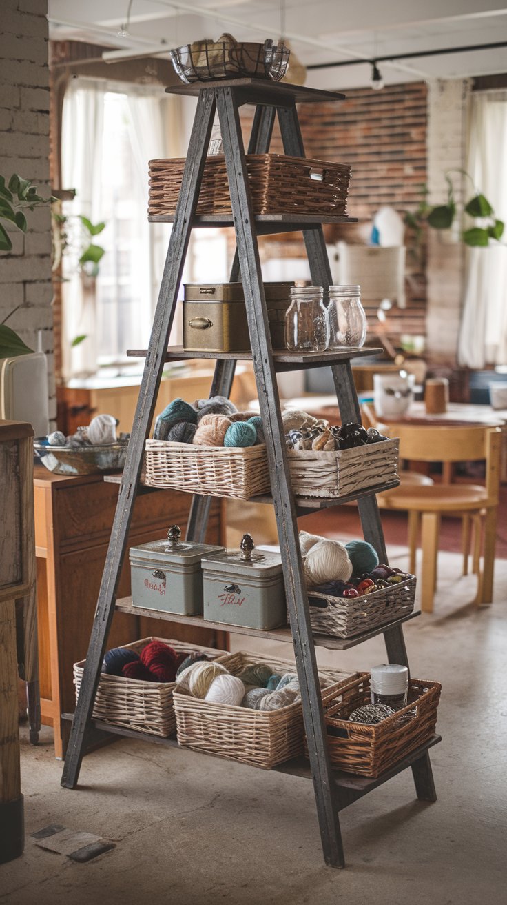 Vintage Ladder Shelf Display