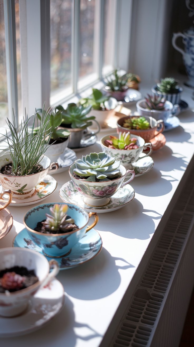 Vintage Teacup Planter Garden