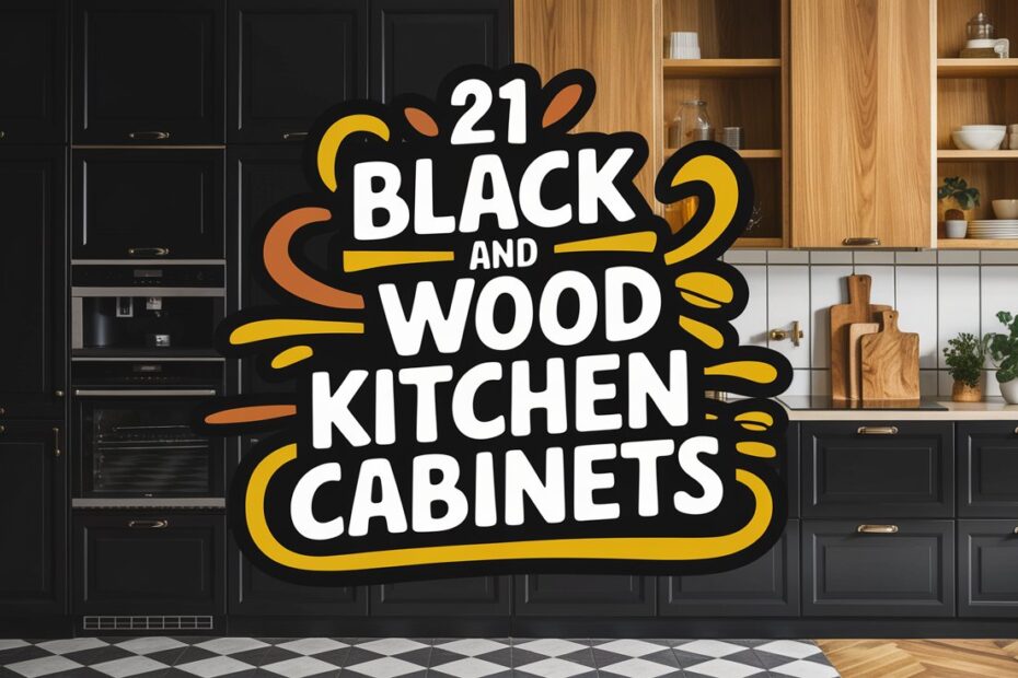 Black and Wood Kitchen Cabinets