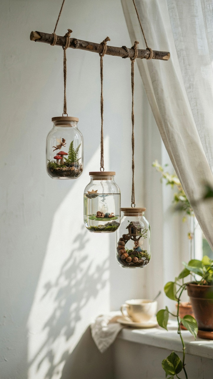 Mason Jar Hanging Fairy Terrarium