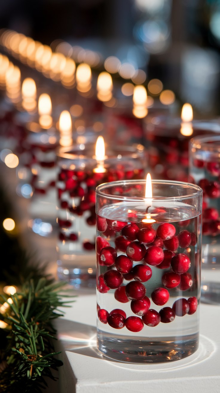 Fresh Cranberry and Floating Candle Cylinder