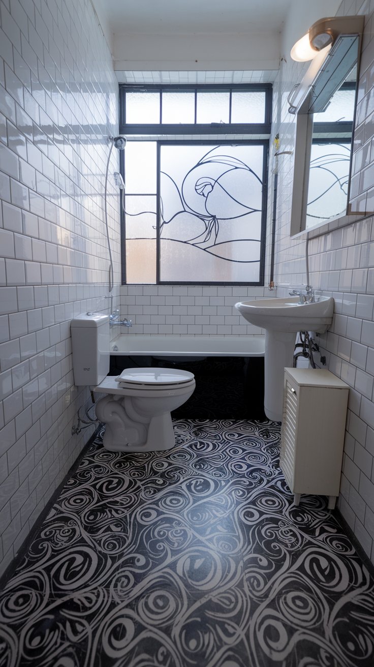Patterned Black and White Floor