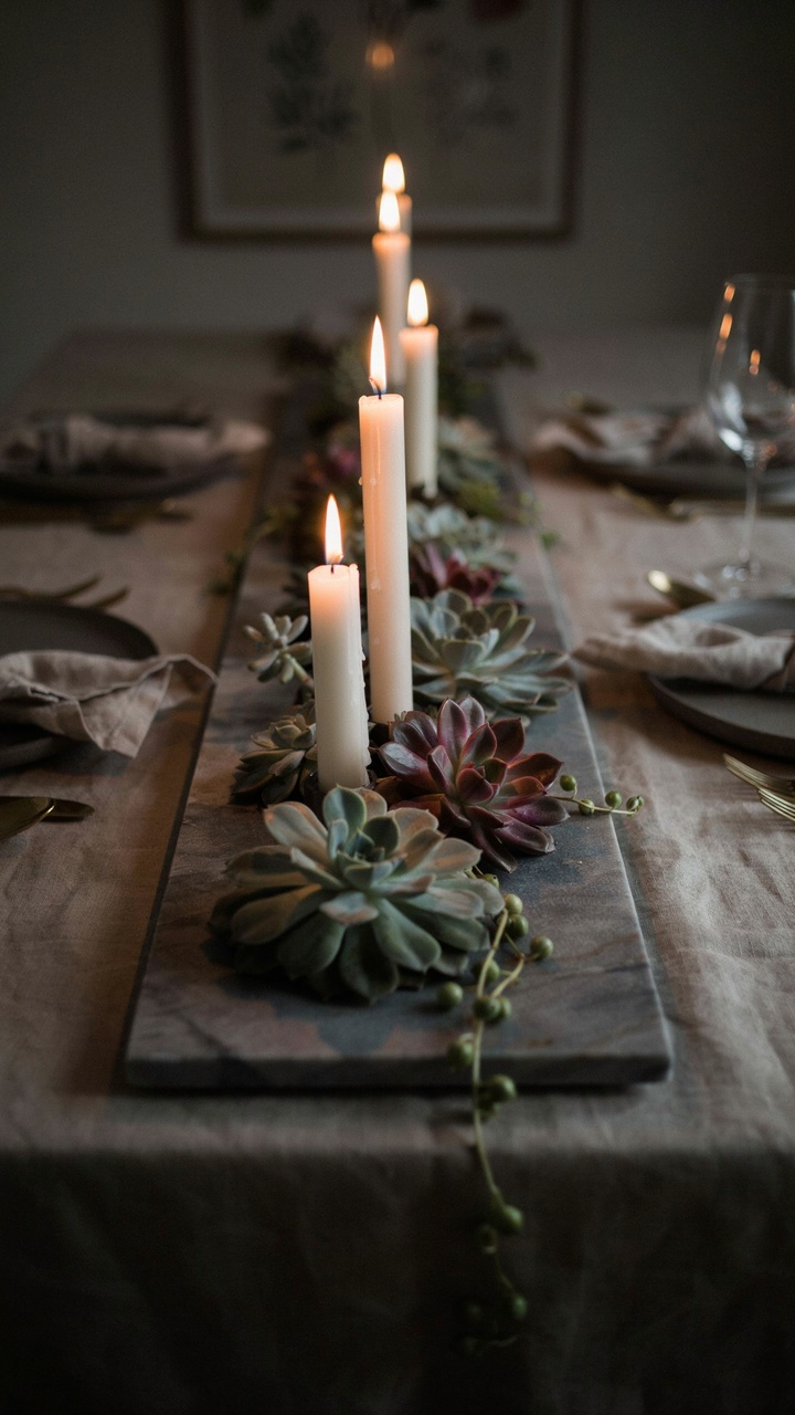 The Candle and Succulent Centerpiece Arrangement