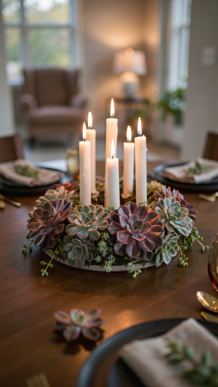 The Candle and Succulent Ring Centerpiece