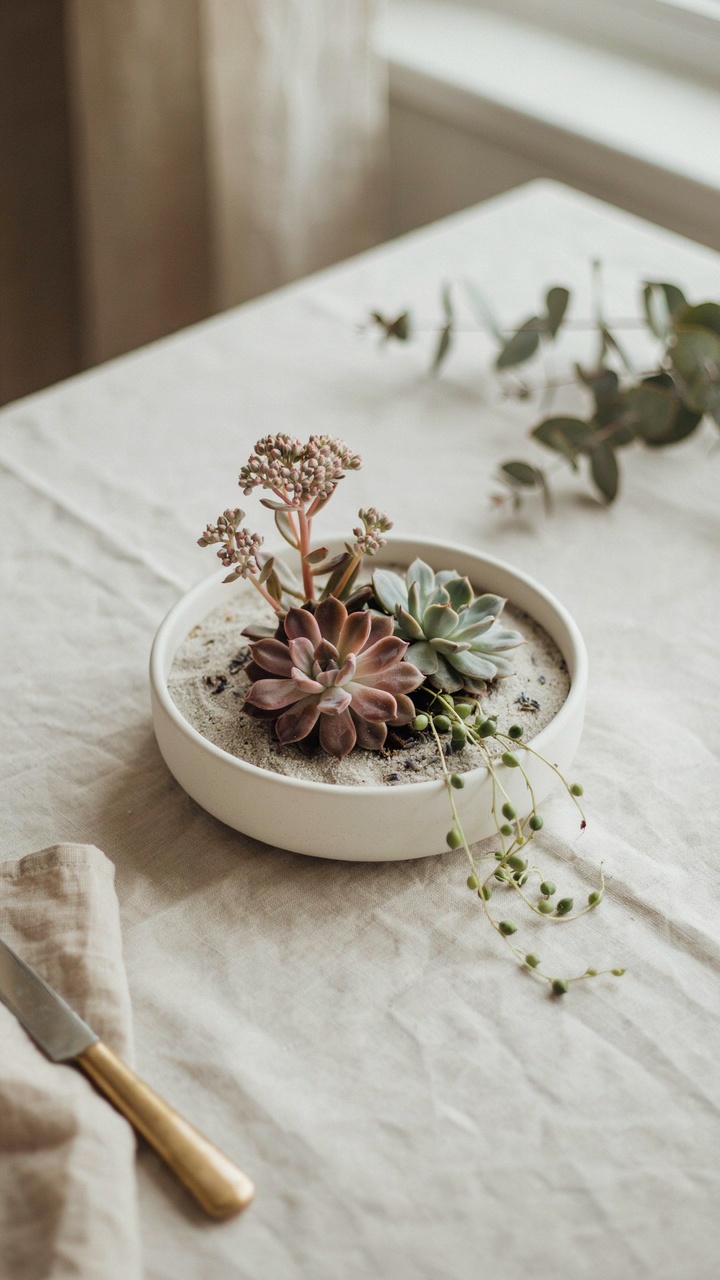 The Elegant White Bowl Succulent Arrangement