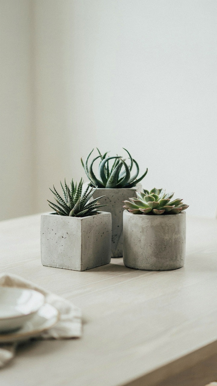 The Geometric Concrete Planter Trio