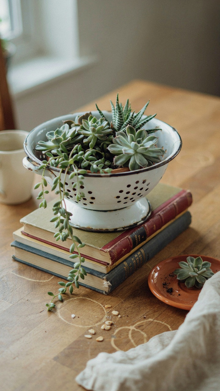 The Mini Succulent Garden in a Vintage Container