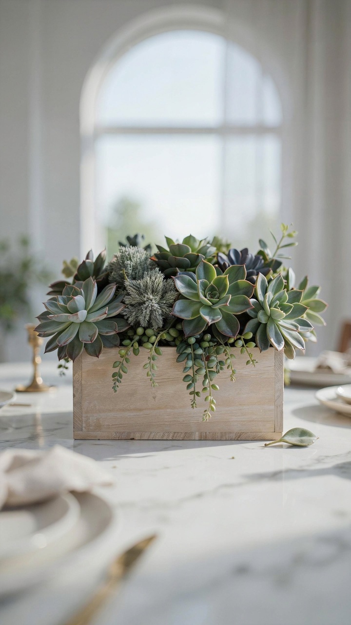 The Monochromatic Green Succulent Wood Box