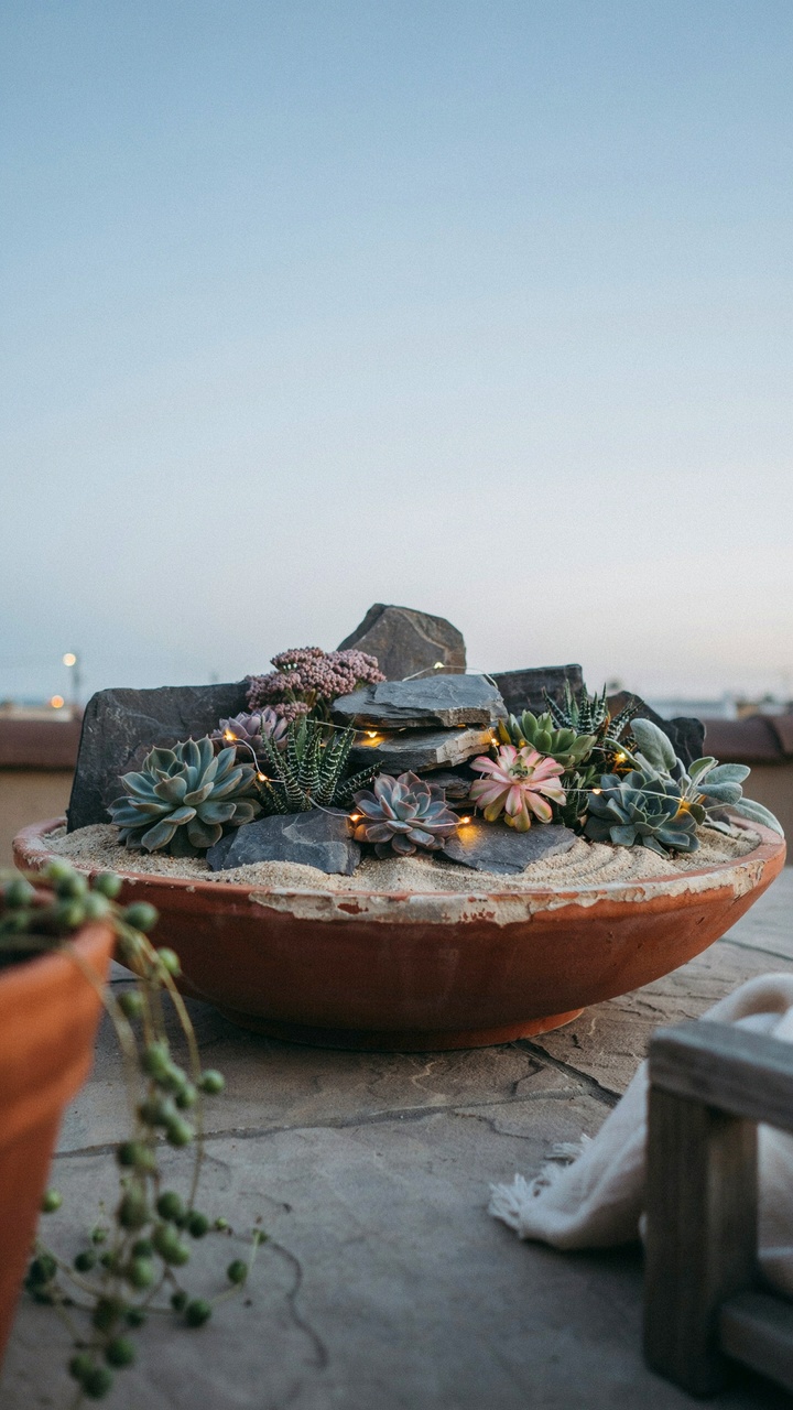 The Outdoor Patio Mini Succulent Rock Garden