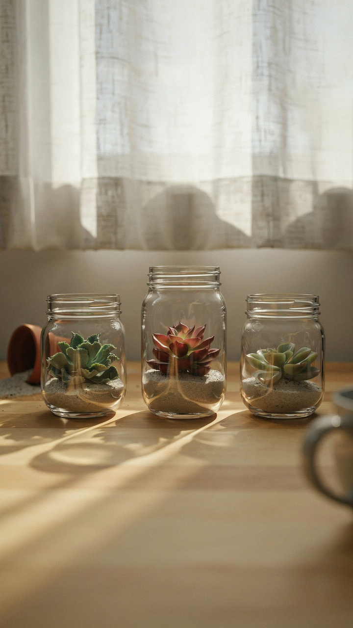The Repurposed Mason Jar Succulent Garden