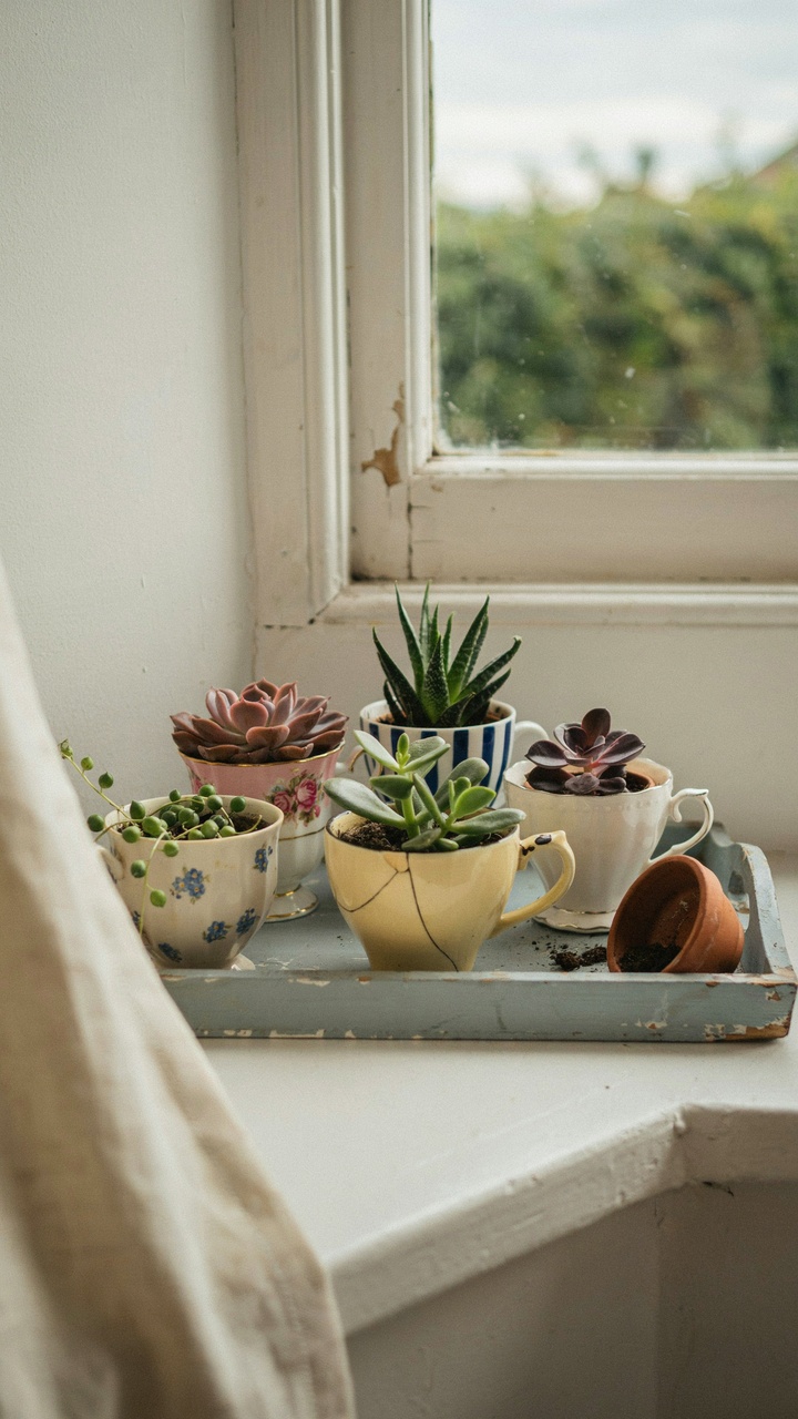 The Thrifted Teacup Succulent Garden