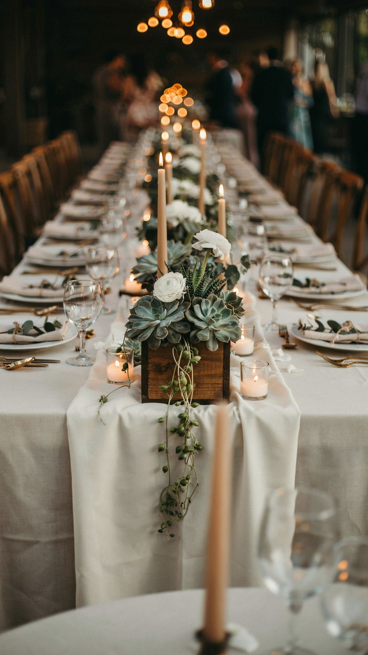 The Wedding Table Succulent Wood Box Centerpiece
